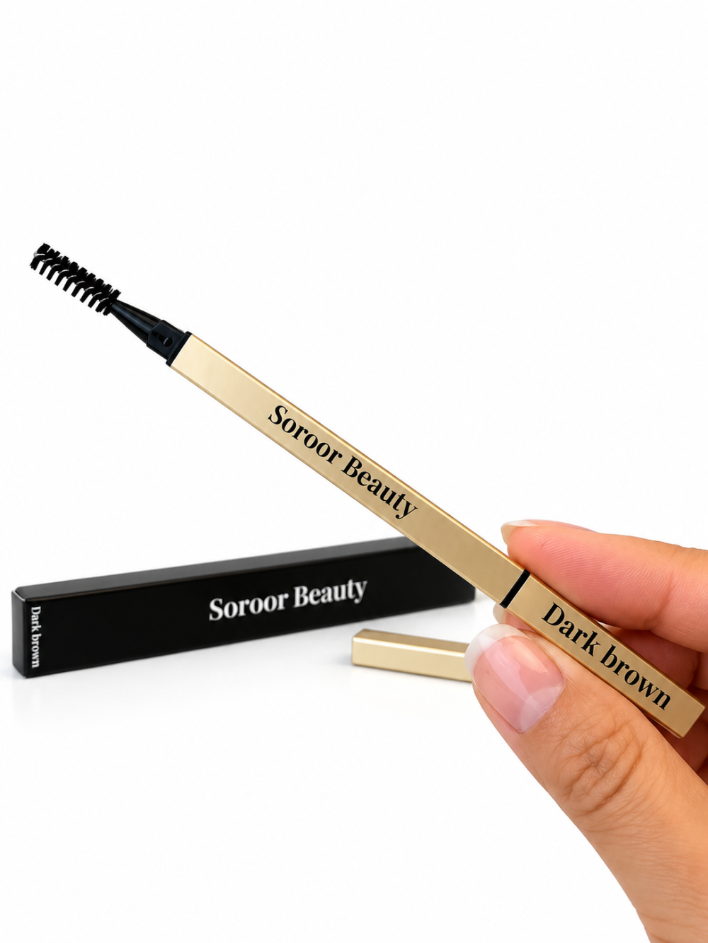 Gold Square Eyebrow Pencil - Dark Brown - Image 2